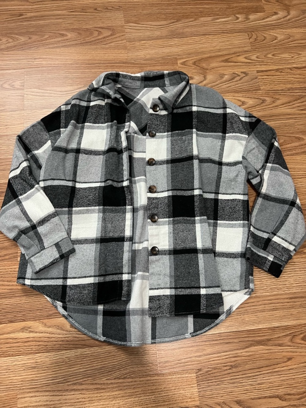 Black & Gray Plaid Button-Up Flannel